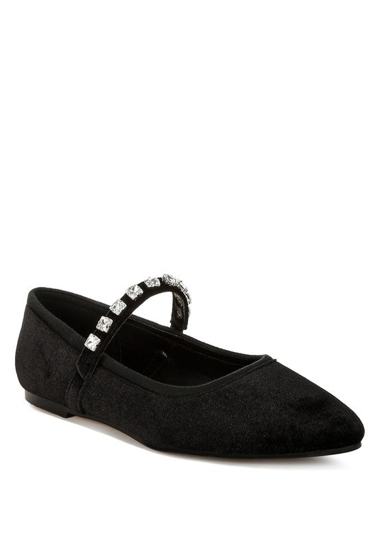 Aralia Velvet Mary Jane Ballerinas - Bold Rose Boutique