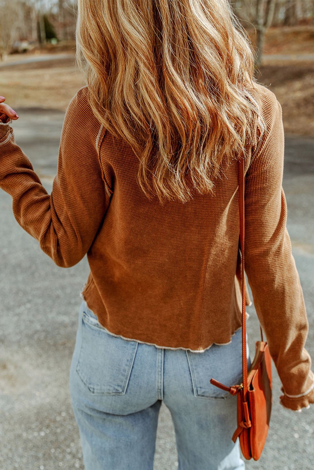 Black Textured Round Neck Long Sleeve Top - Bold Rose Boutique