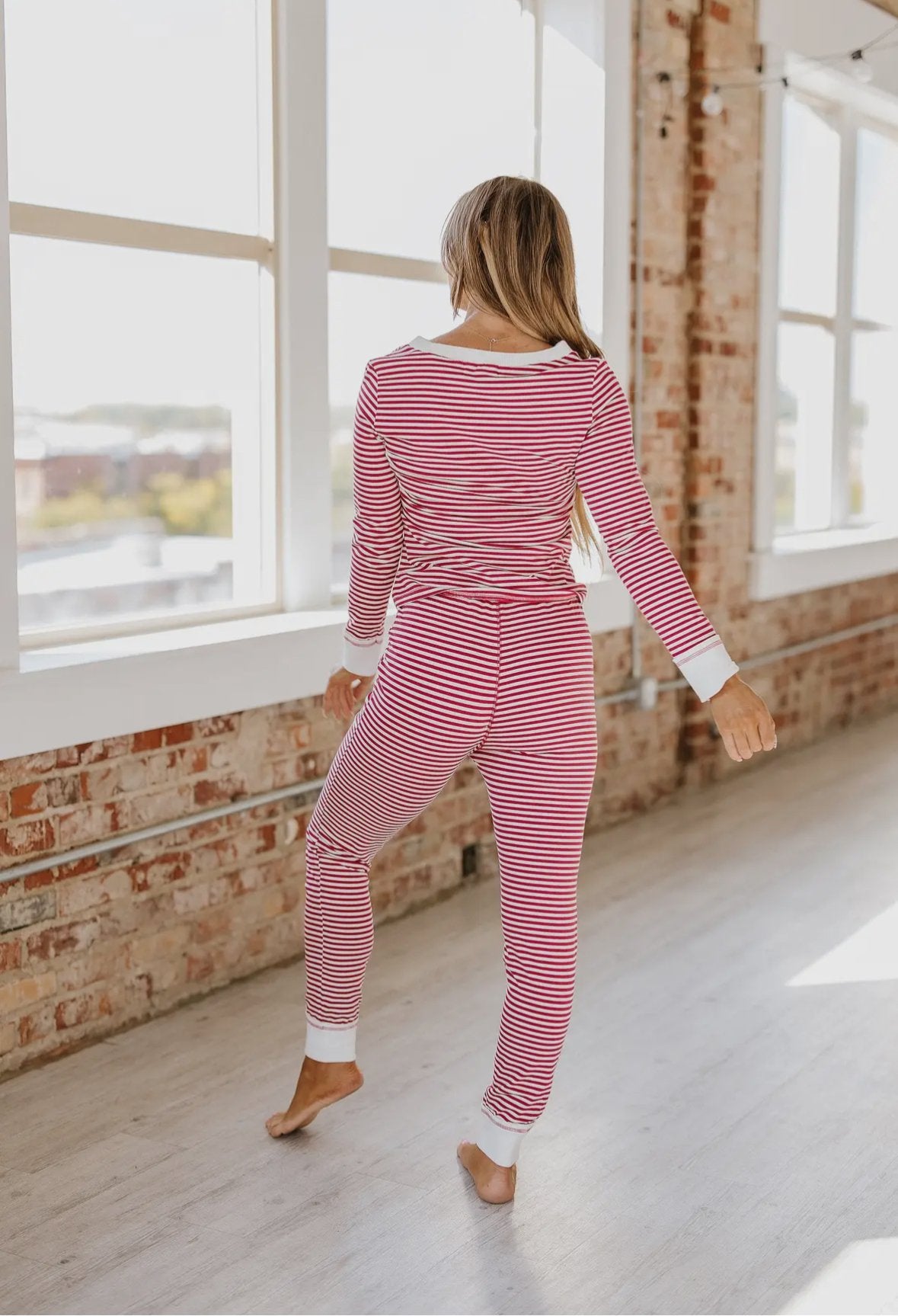 Candy Cane Striped Pajama Set - Bold Rose Boutique