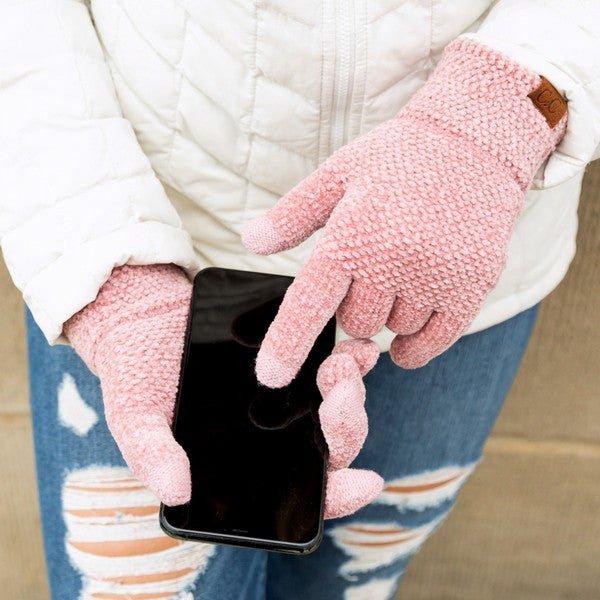 CC Chenille Touch Gloves - Bold Rose Boutique