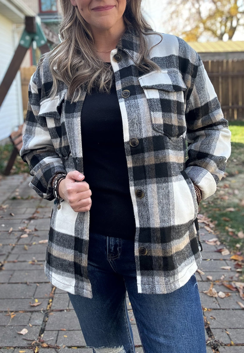 Chic Plaid Button Up Shacket - Bold Rose Boutique