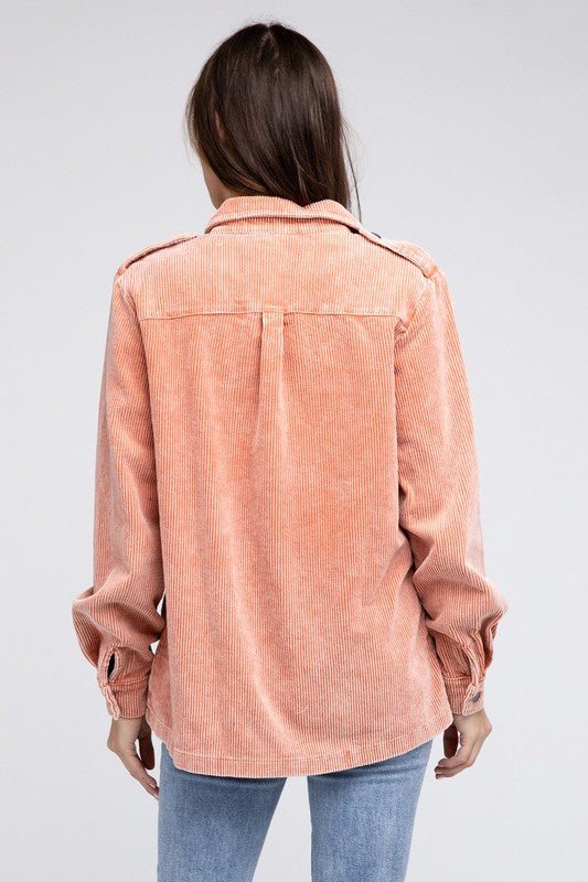 Corduroy Buttoned Down Jacket - Bold Rose Boutique