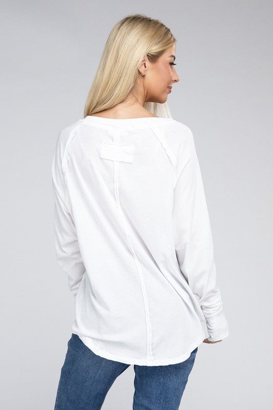 Cotton Raglan Sleeve Thumbhole Top - Bold Rose Boutique