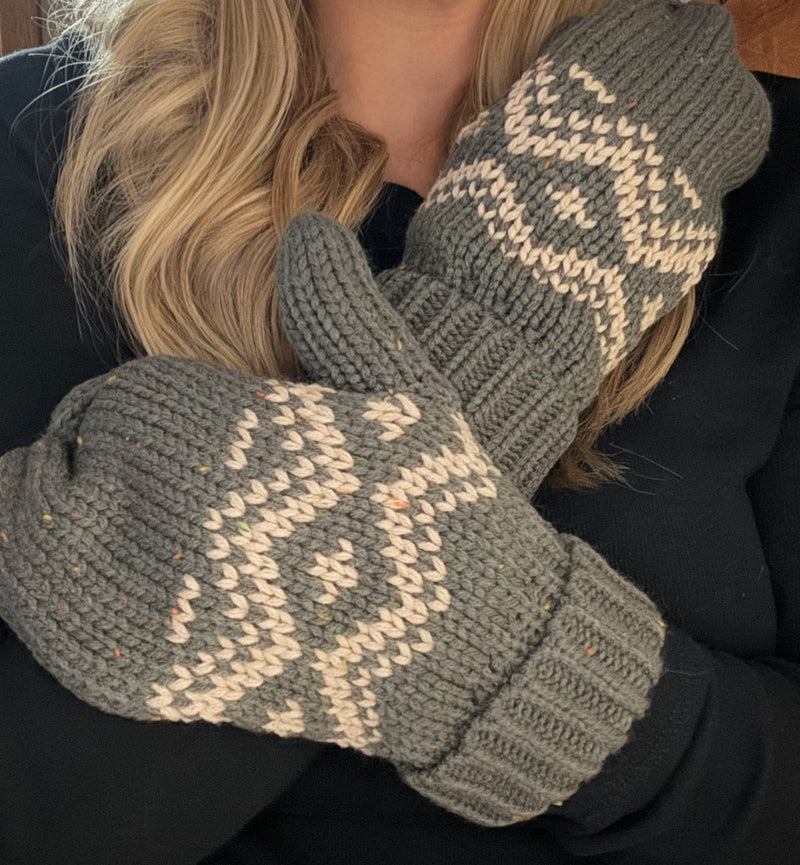 Gray and Blush Patterned Mittens | Bold Rose Boutique - Bold Rose Boutique