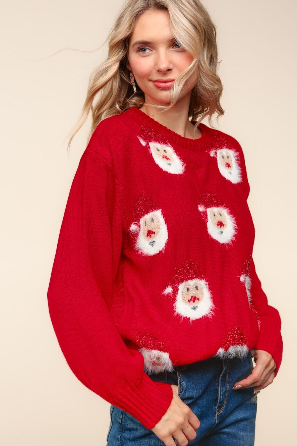 Haptics Santa Sparkle Brushed Sweater - Bold Rose Boutique