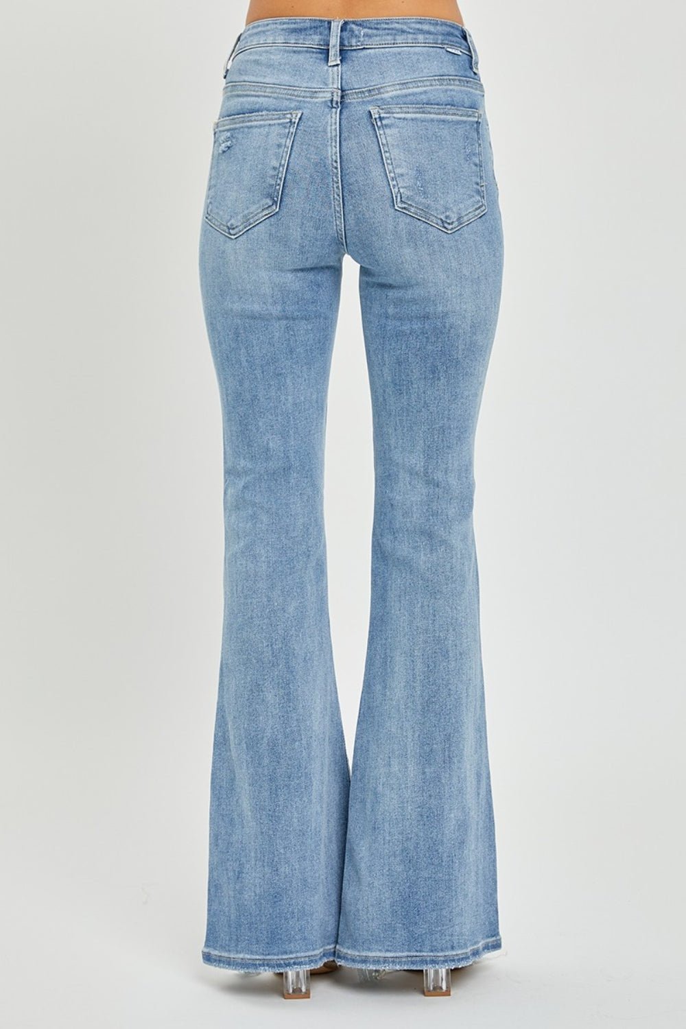 High Rise Frayed Hem Flare Jeans by Risen - Bold Rose Boutique