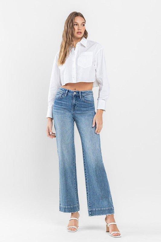 High Rise Wide Leg Jeans Flying Monkey - Bold Rose Boutique