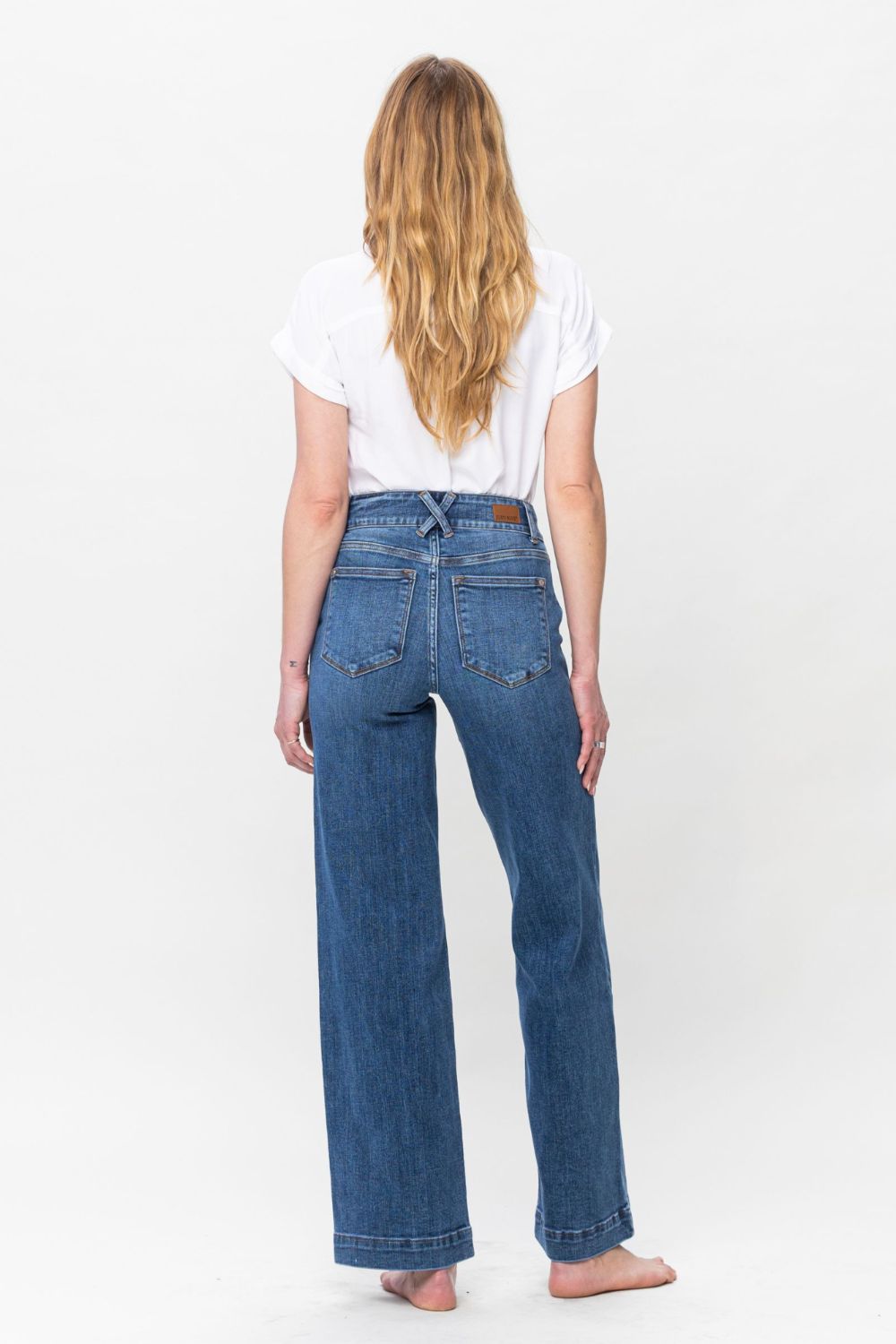 Judy Blue Full Size Double Button Wide Leg Jeans - Bold Rose Boutique