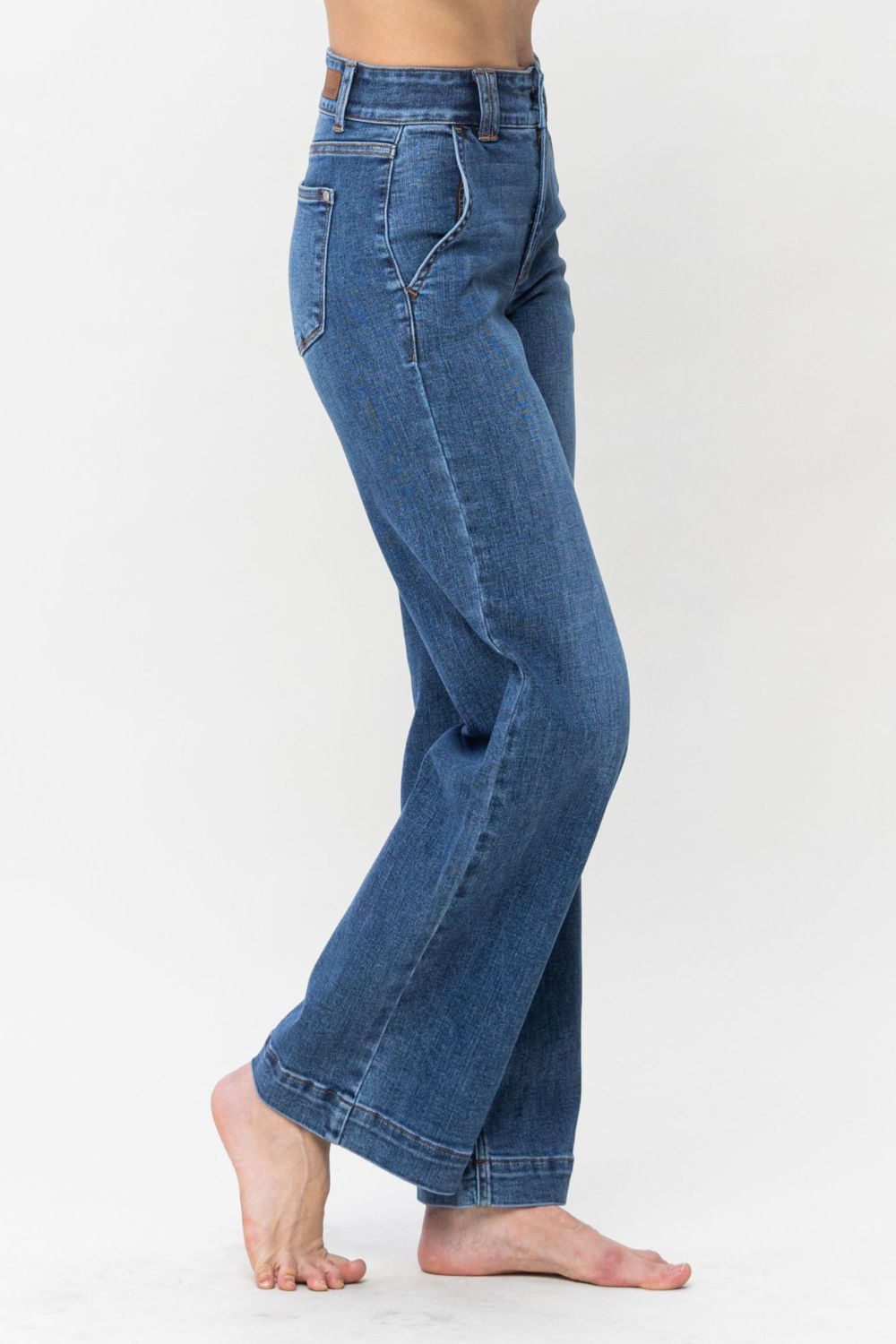 Judy Blue Full Size Double Button Wide Leg Jeans - Bold Rose Boutique