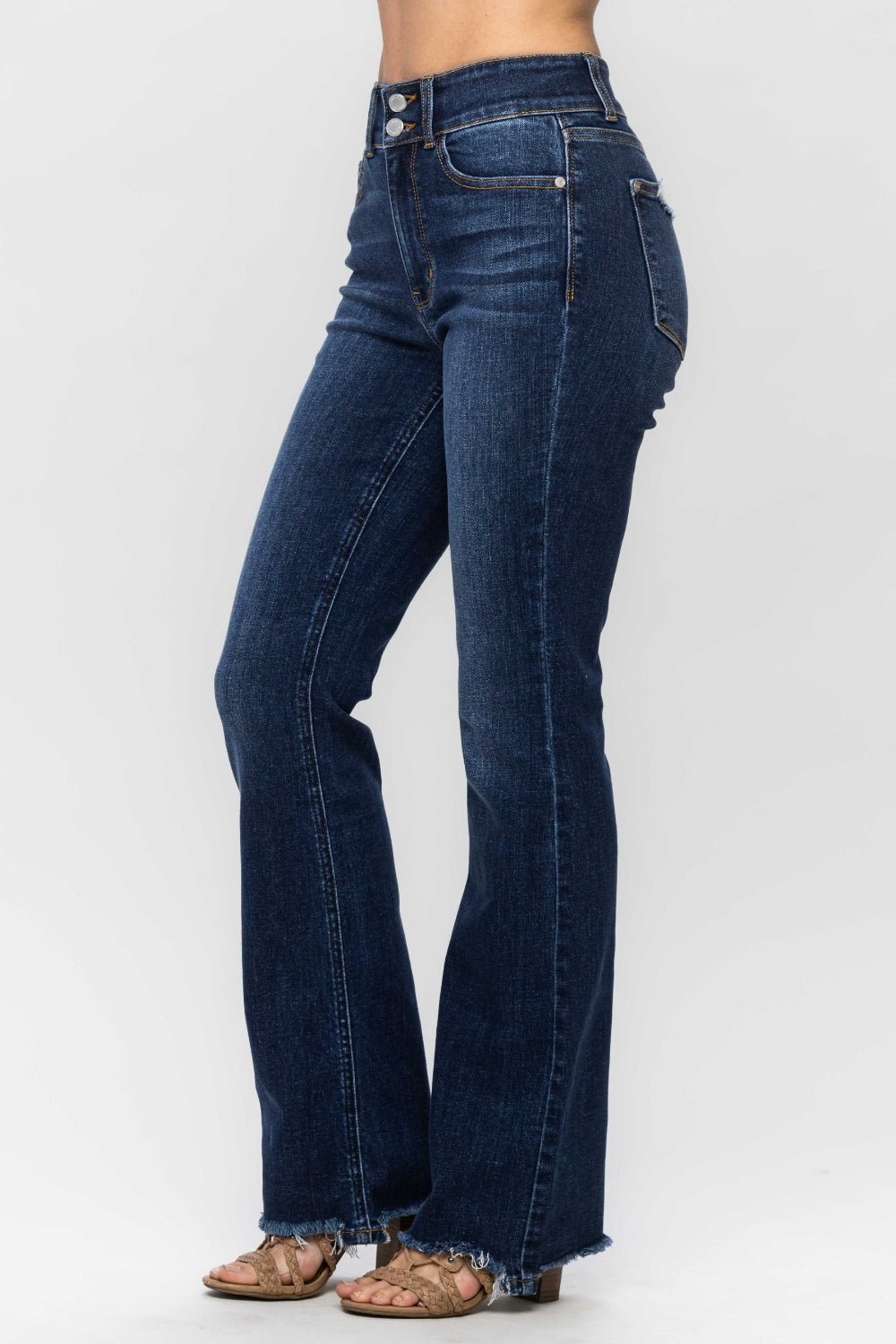 Judy Blue Full Size Frayed Hem Bootcut Jeans - Bold Rose Boutique