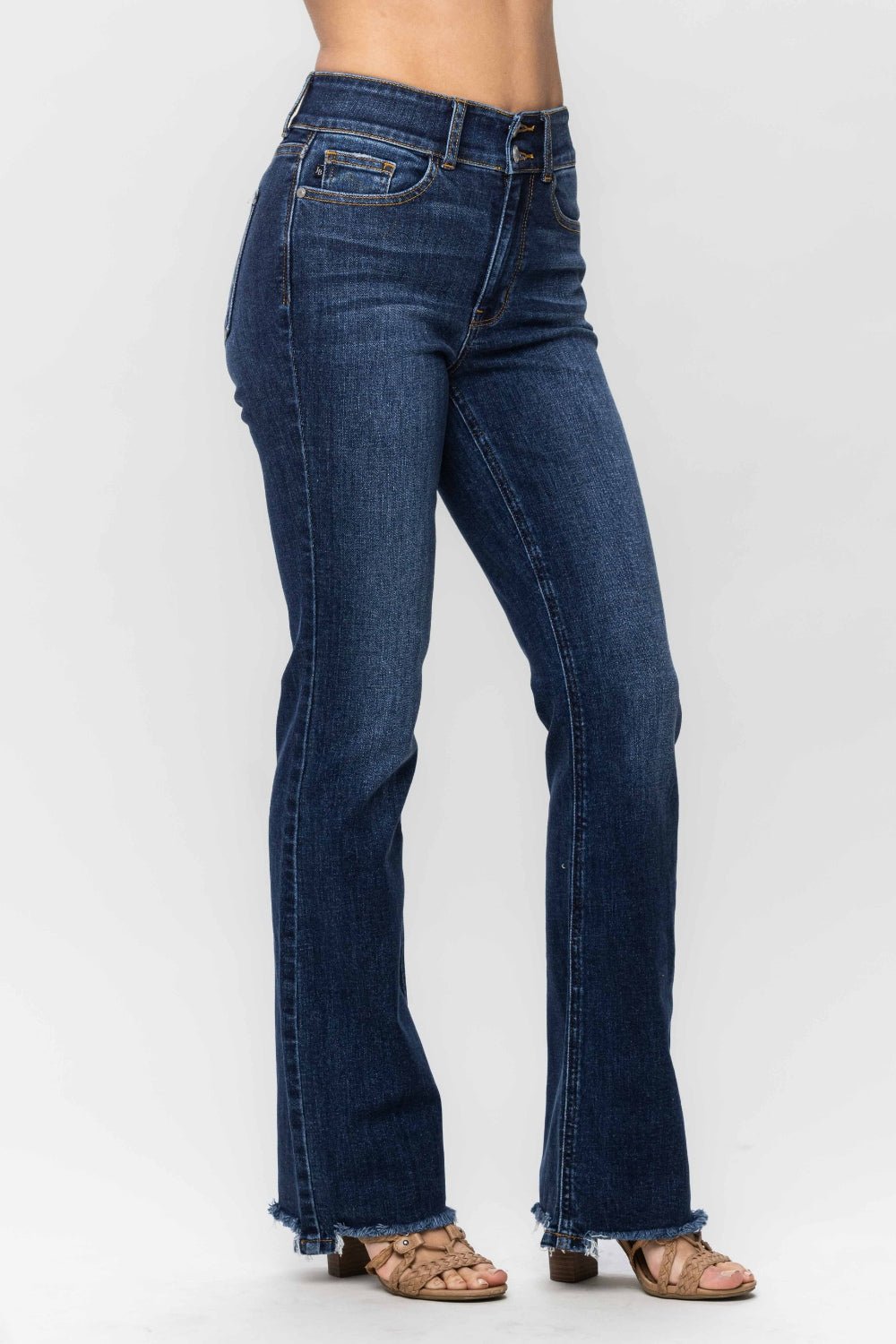 Judy Blue Full Size Frayed Hem Bootcut Jeans - Bold Rose Boutique