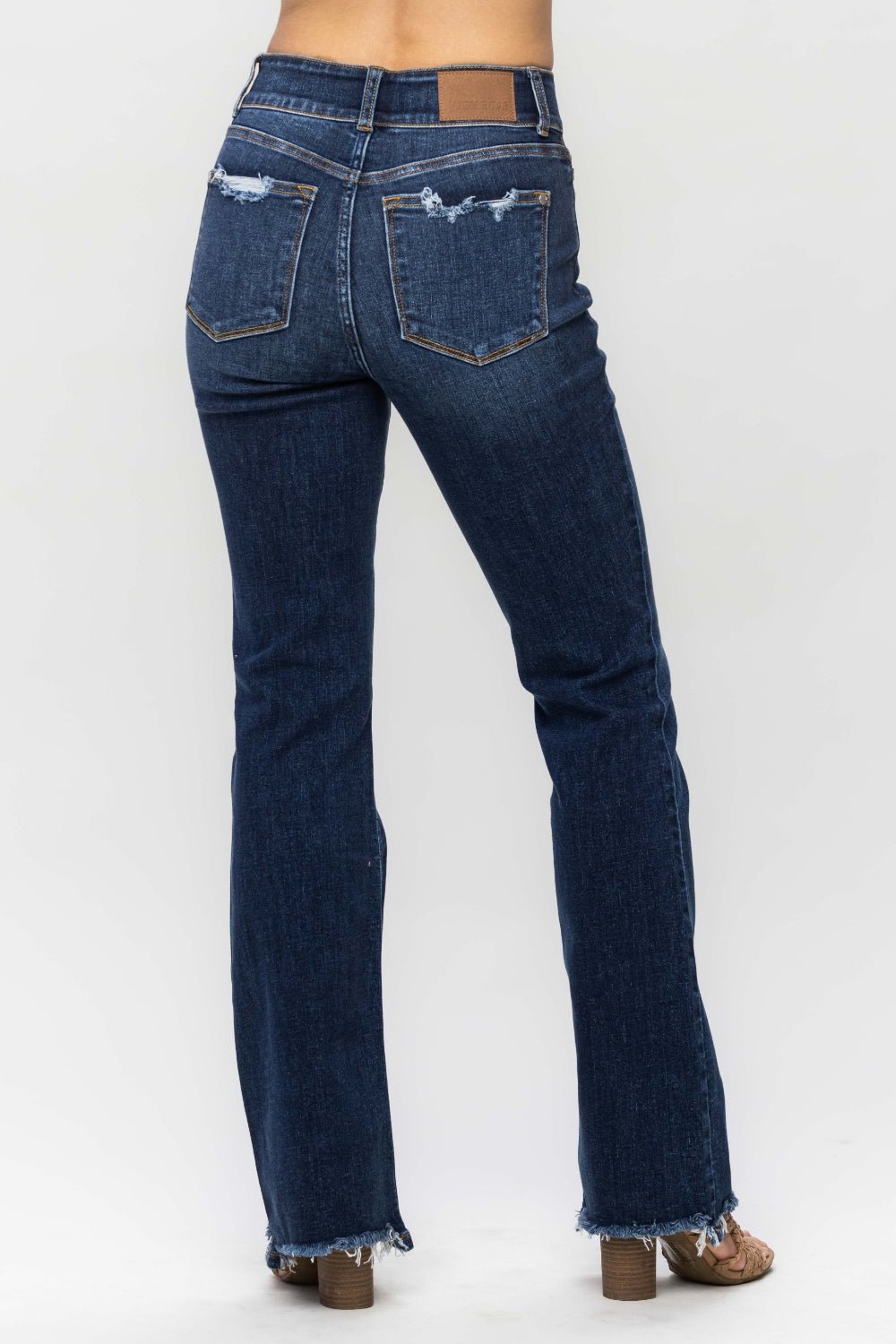 Judy Blue Full Size Frayed Hem Bootcut Jeans - Bold Rose Boutique