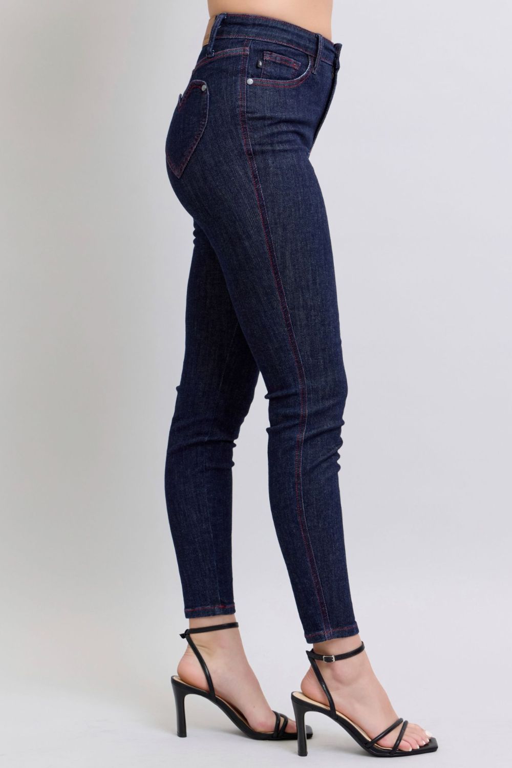 Judy Blue Full Size Heart Shaped Back Pockets Skinny Jeans - Bold Rose Boutique