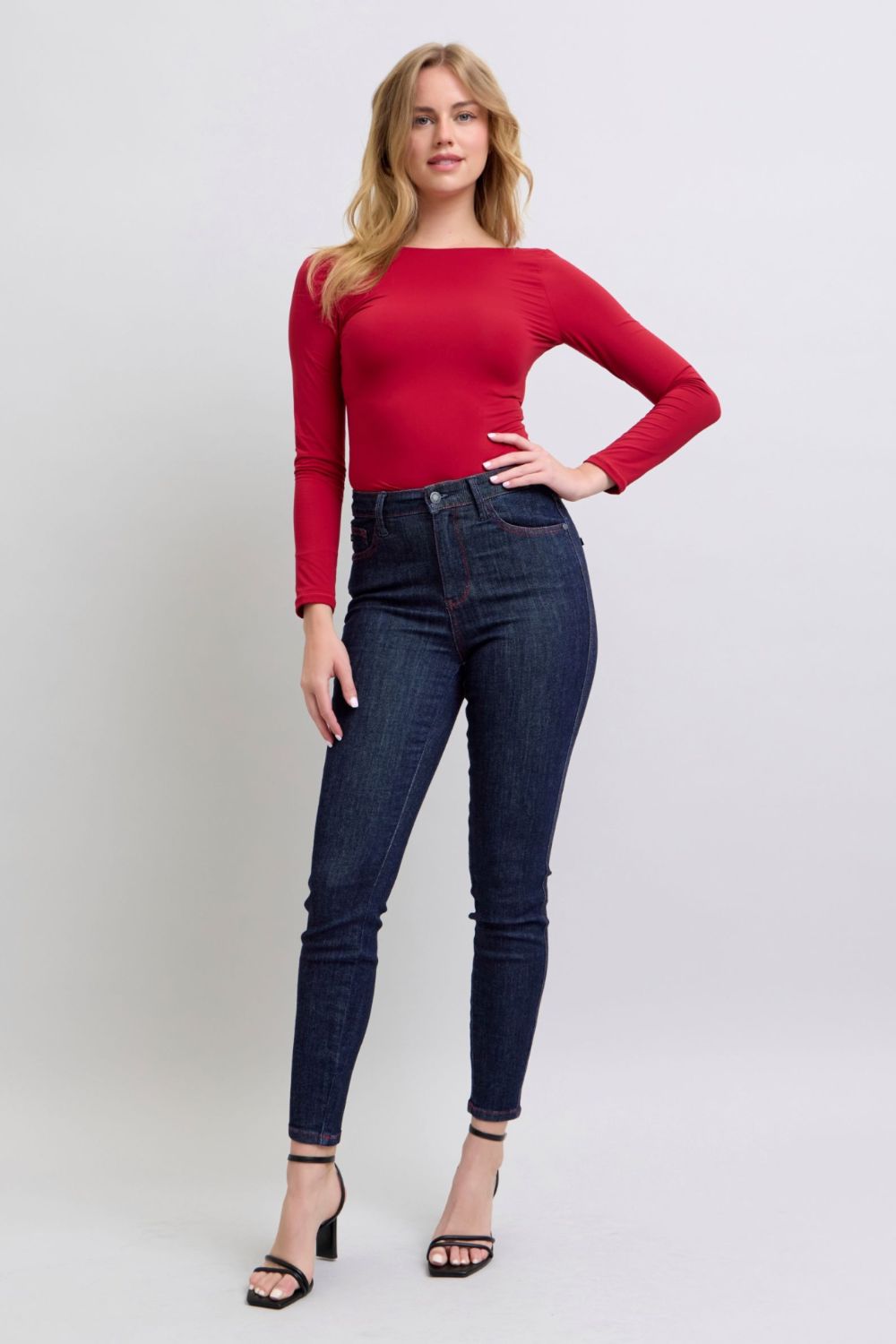 Judy Blue Full Size Heart Shaped Back Pockets Skinny Jeans - Bold Rose Boutique