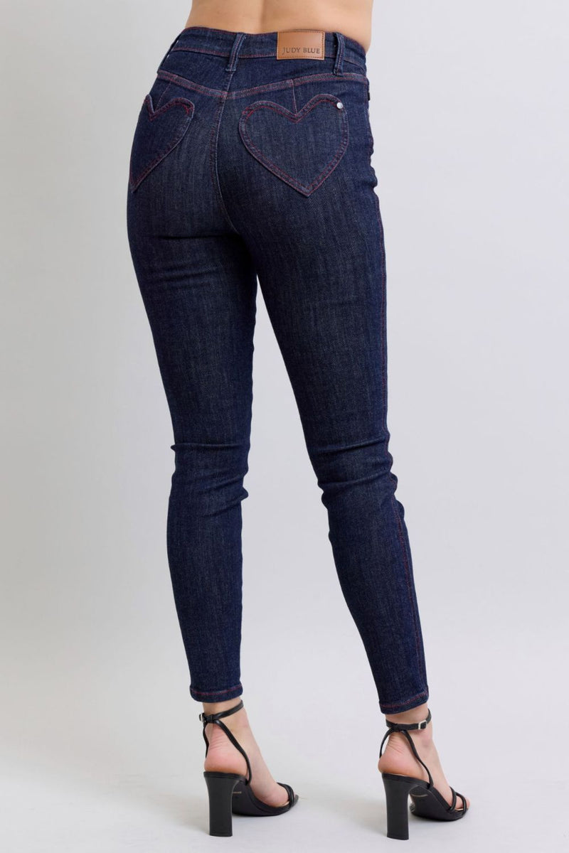 Judy Blue Full Size Heart Shaped Back Pockets Skinny Jeans - Bold Rose Boutique