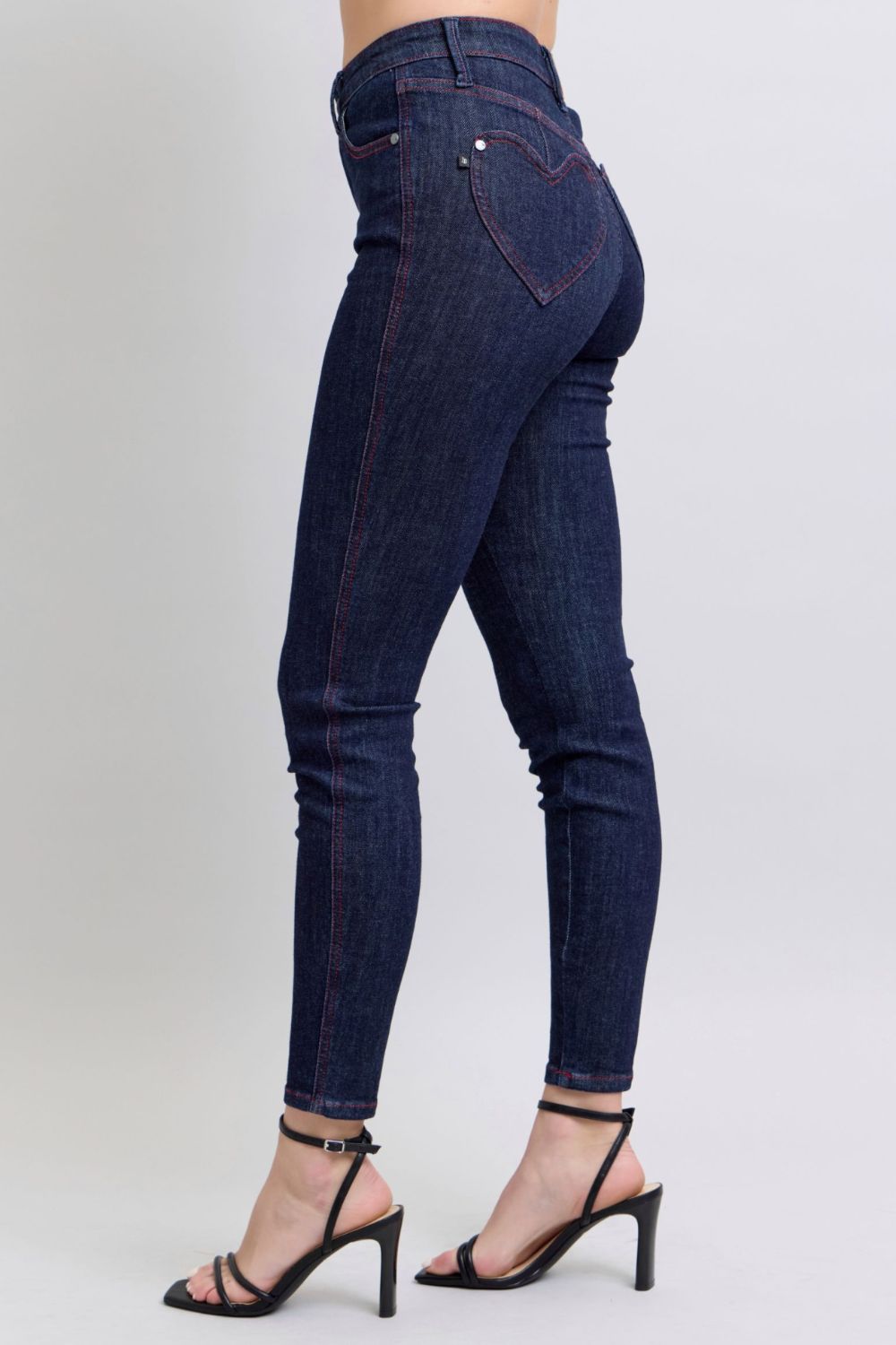 Judy Blue Full Size Heart Shaped Back Pockets Skinny Jeans - Bold Rose Boutique