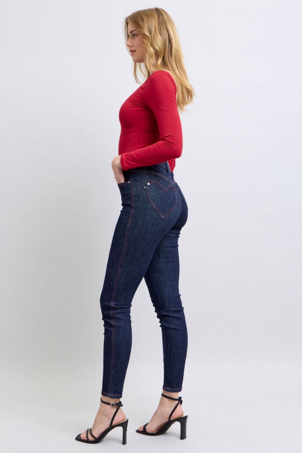 Judy Blue Full Size Heart Shaped Back Pockets Skinny Jeans - Bold Rose Boutique