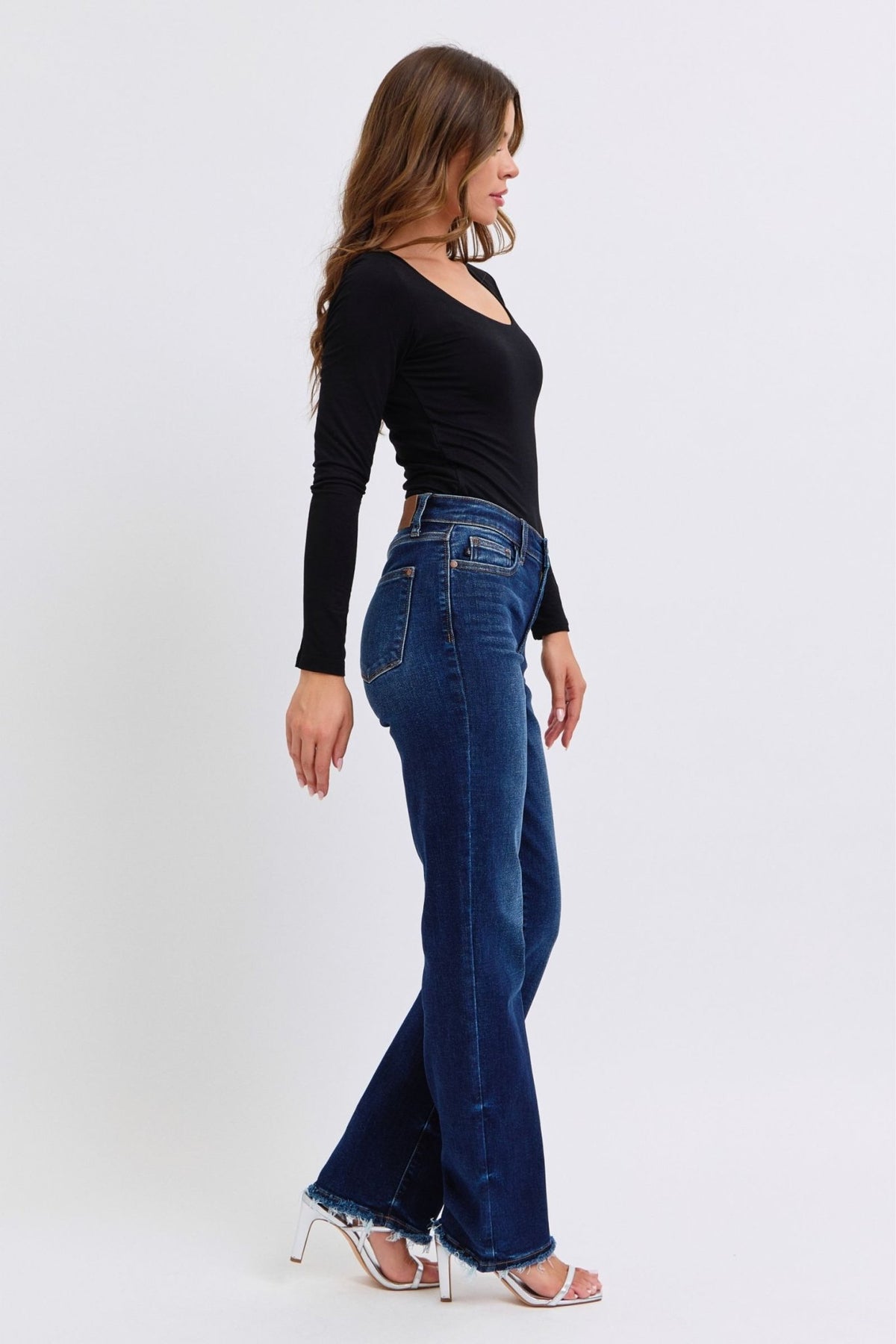 Judy Blue Full Size Raw Hem Straight Leg Jeans - Bold Rose Boutique