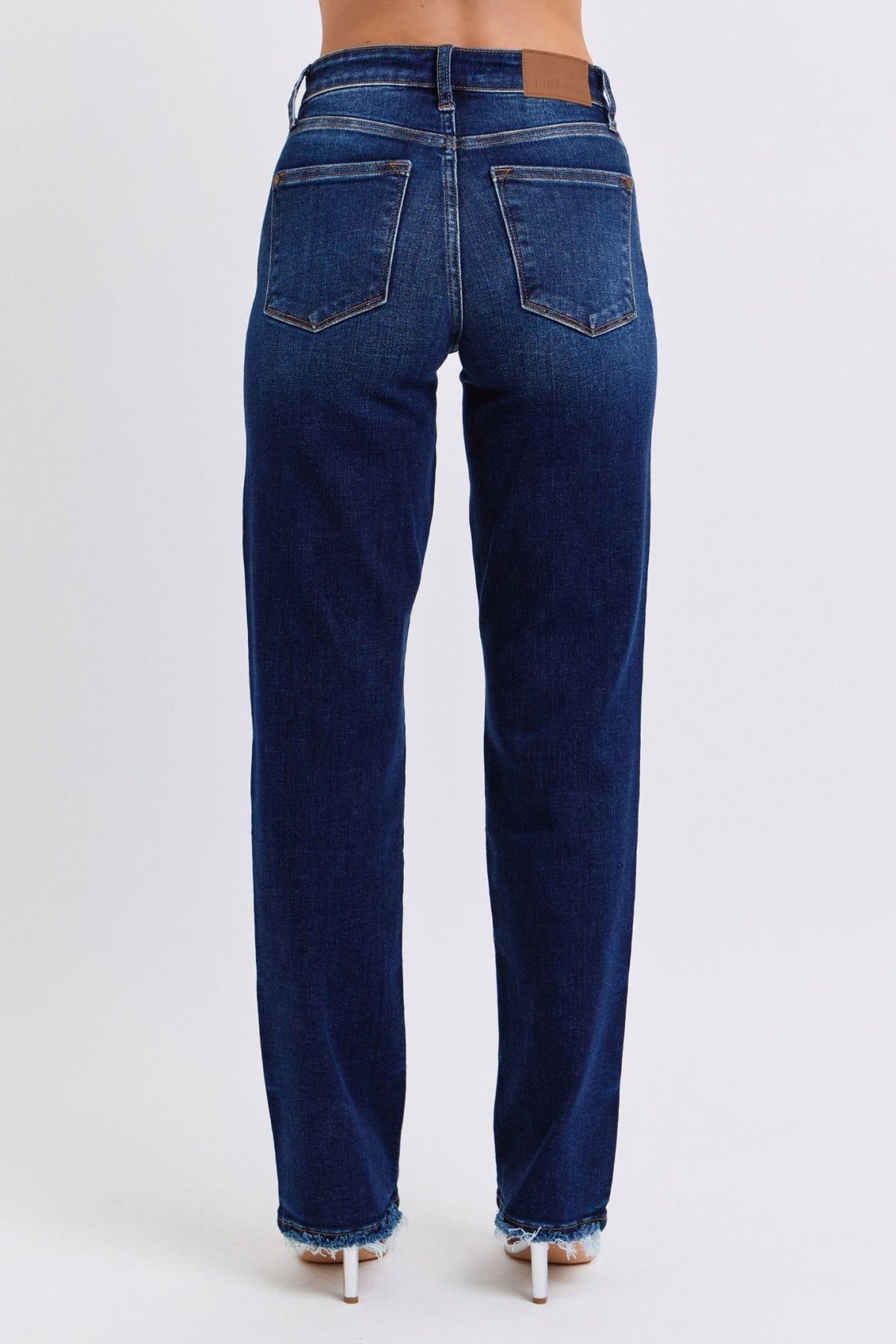 Judy Blue Full Size Raw Hem Straight Leg Jeans - Bold Rose Boutique