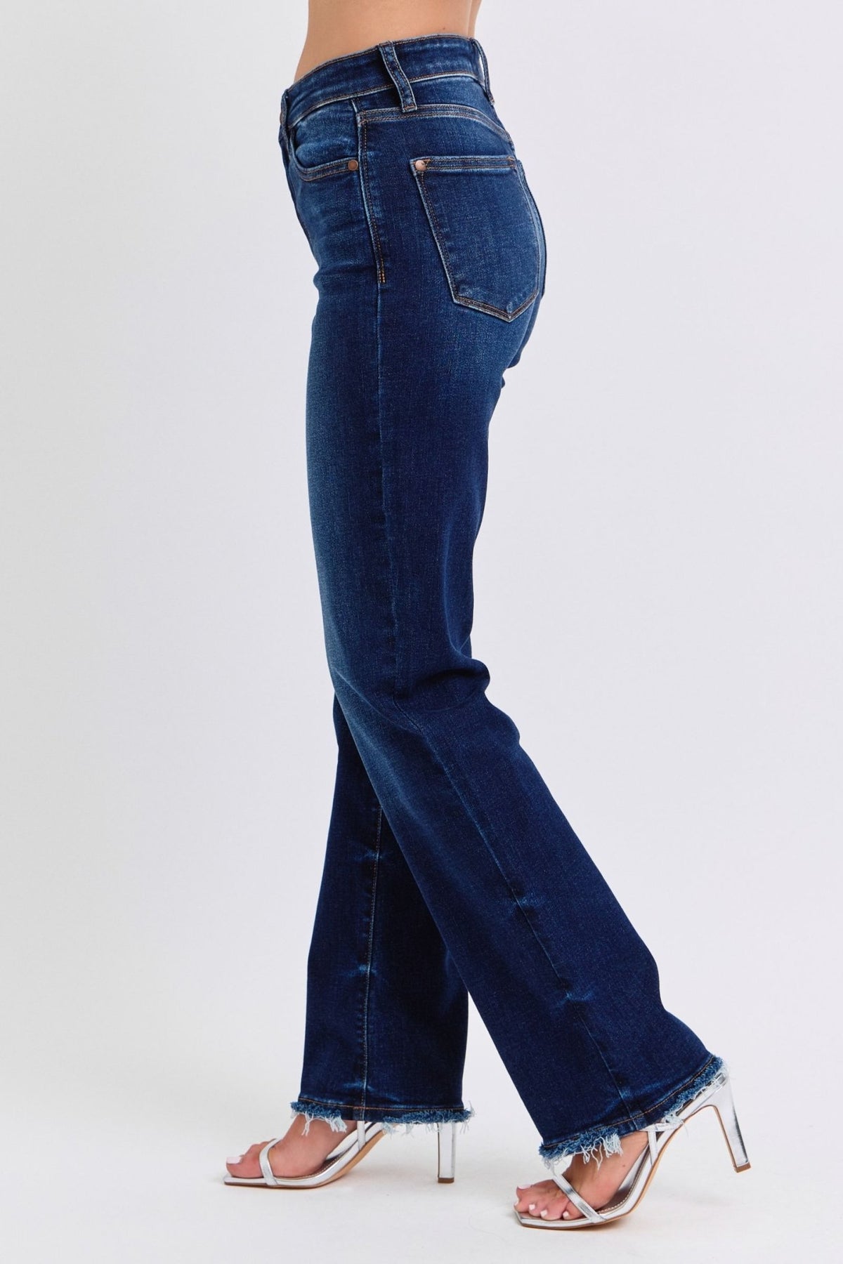 Judy Blue Full Size Raw Hem Straight Leg Jeans - Bold Rose Boutique