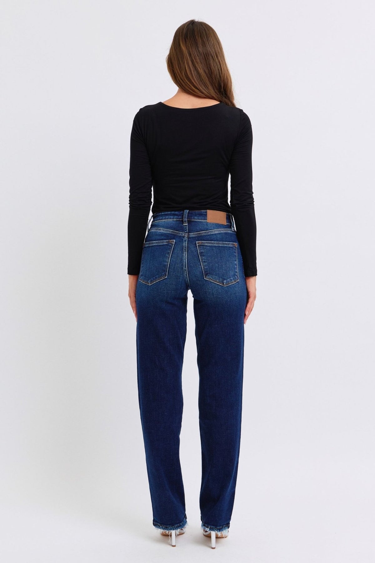 Judy Blue Full Size Raw Hem Straight Leg Jeans - Bold Rose Boutique