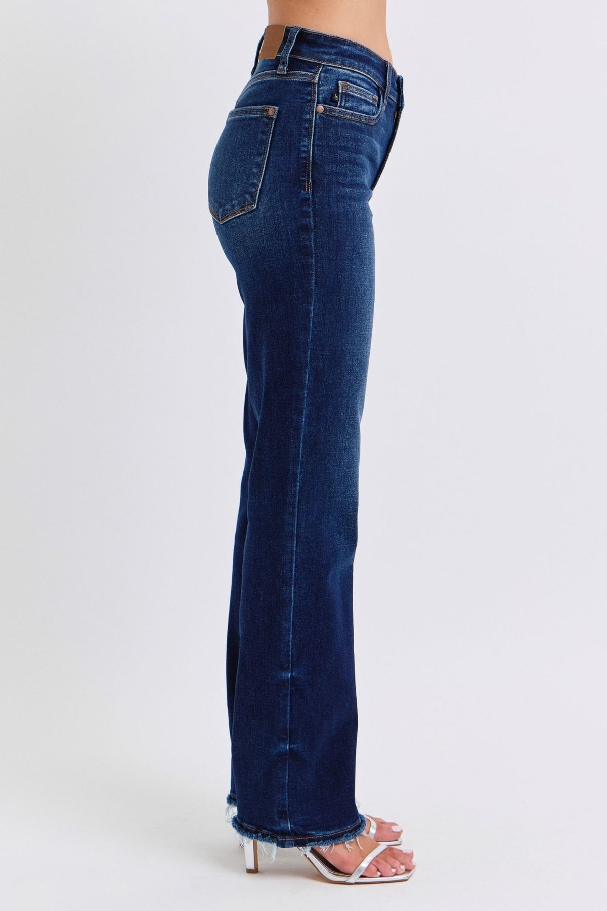 Judy Blue Full Size Raw Hem Straight Leg Jeans - Bold Rose Boutique