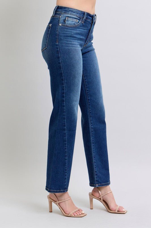 Judy Blue Full Size Side Seam Detail Straight Jeans with Pockets - Bold Rose Boutique