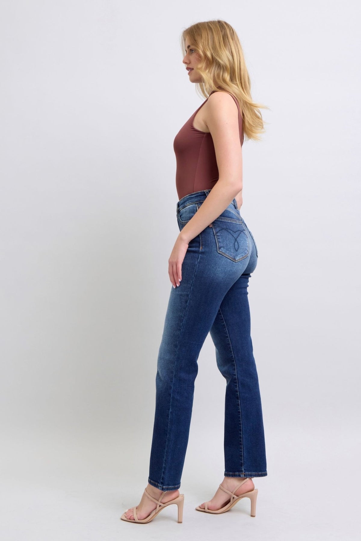 Judy Blue Full Size Washed Straight Leg Jeans with Pockets - Bold Rose Boutique