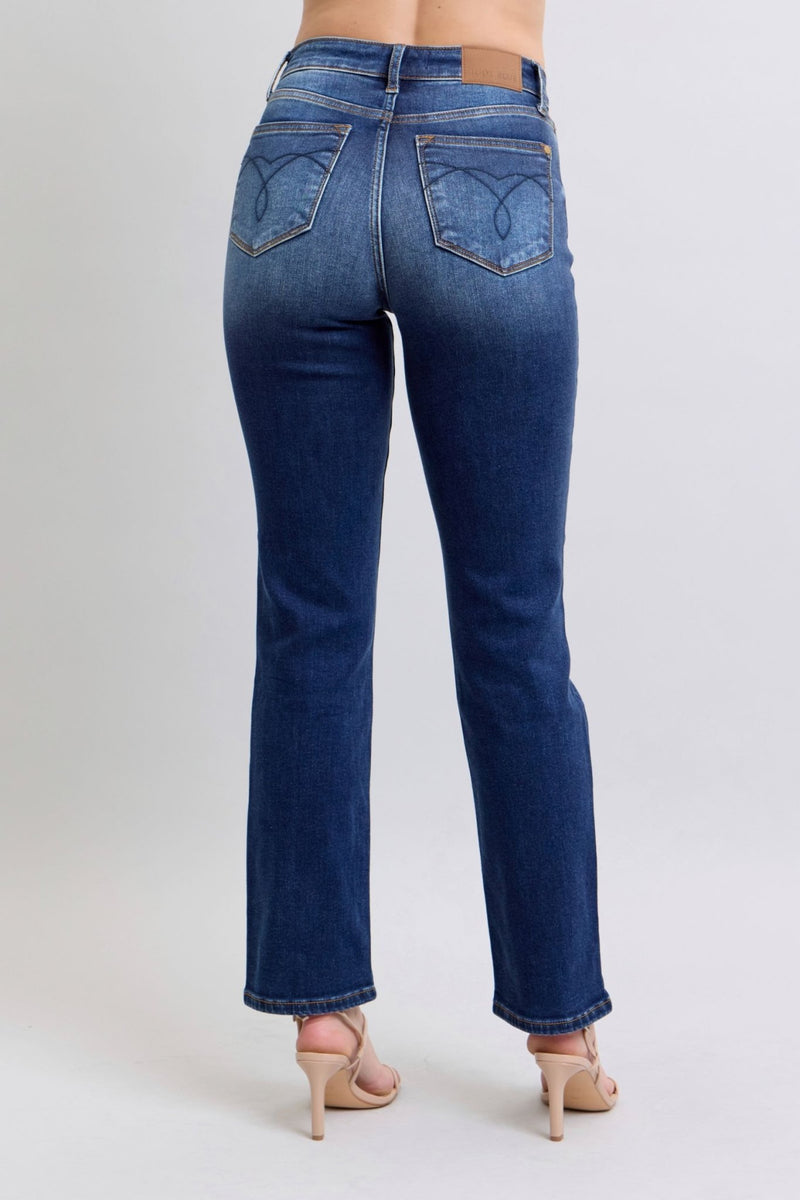 Judy Blue Full Size Washed Straight Leg Jeans with Pockets - Bold Rose Boutique