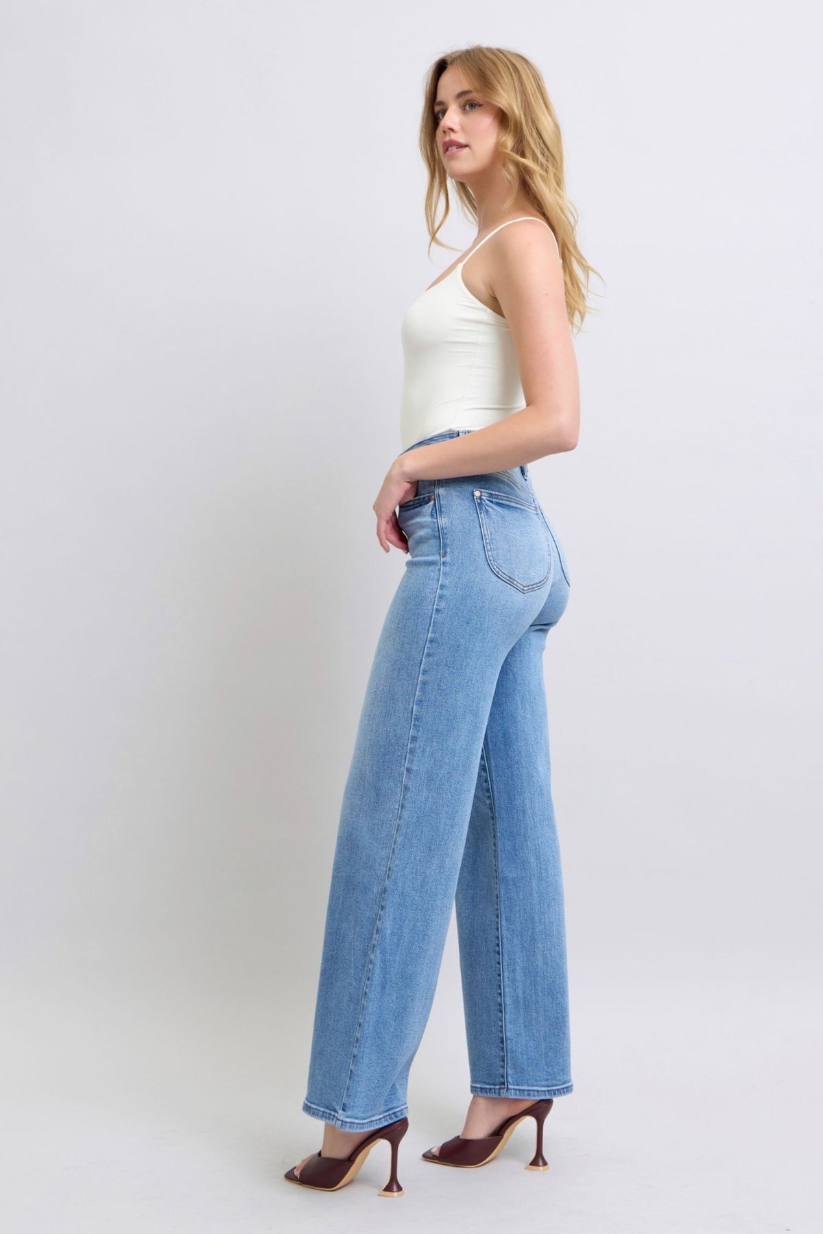 Judy Blue Full Size Wide Leg Jeans with Pockets - Bold Rose Boutique