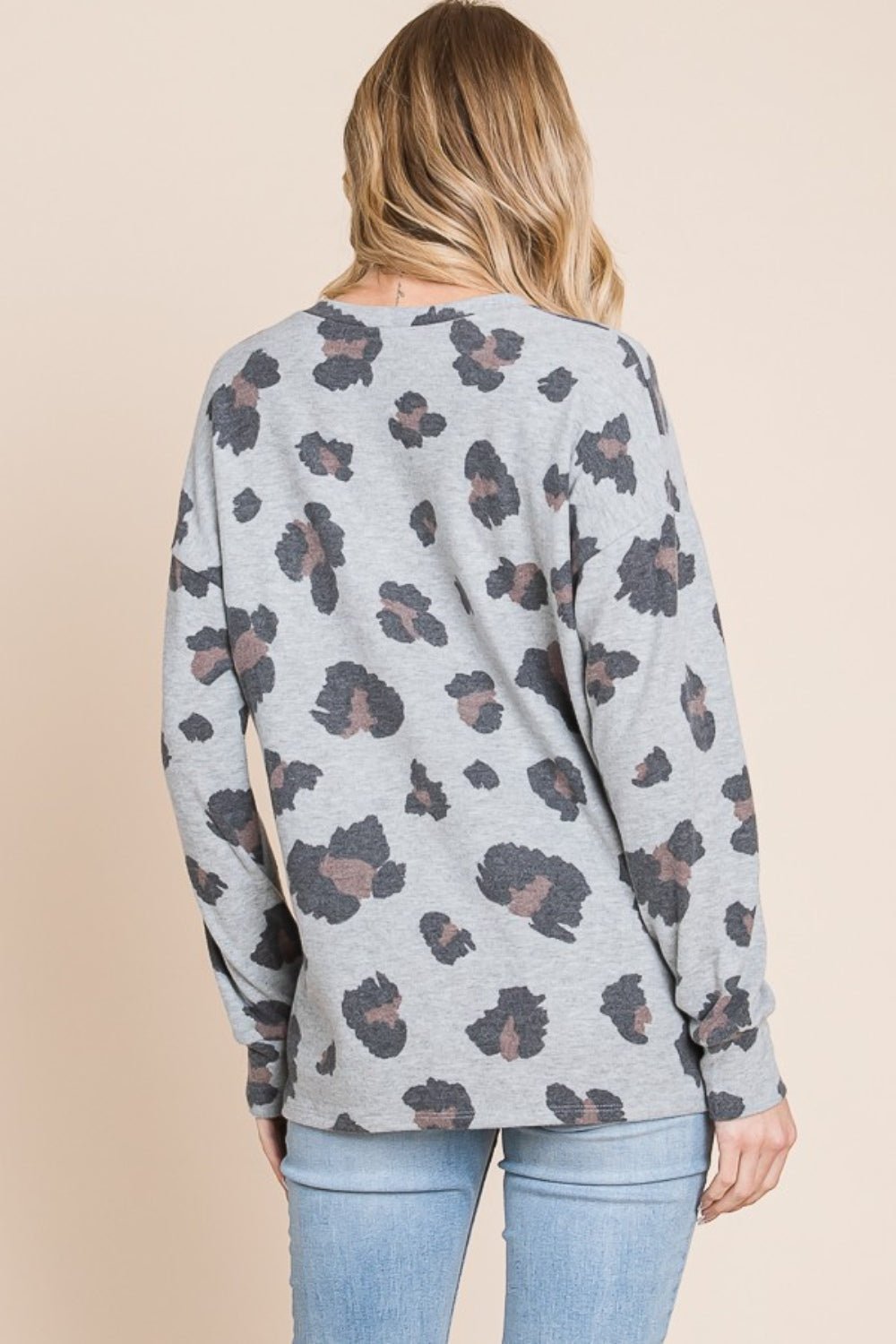 Leopard Drop Shoulder Long Sleeve - Bold Rose Boutique