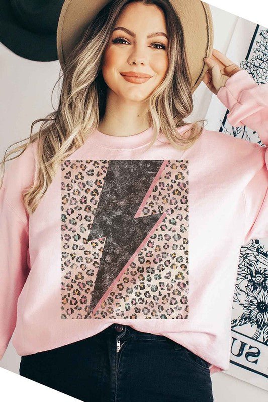 LEOPARD LIGHTNING GRAPHIC SWEATSHIRT - Bold Rose Boutique