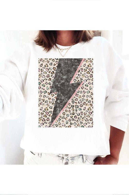 LEOPARD LIGHTNING GRAPHIC SWEATSHIRT - Bold Rose Boutique