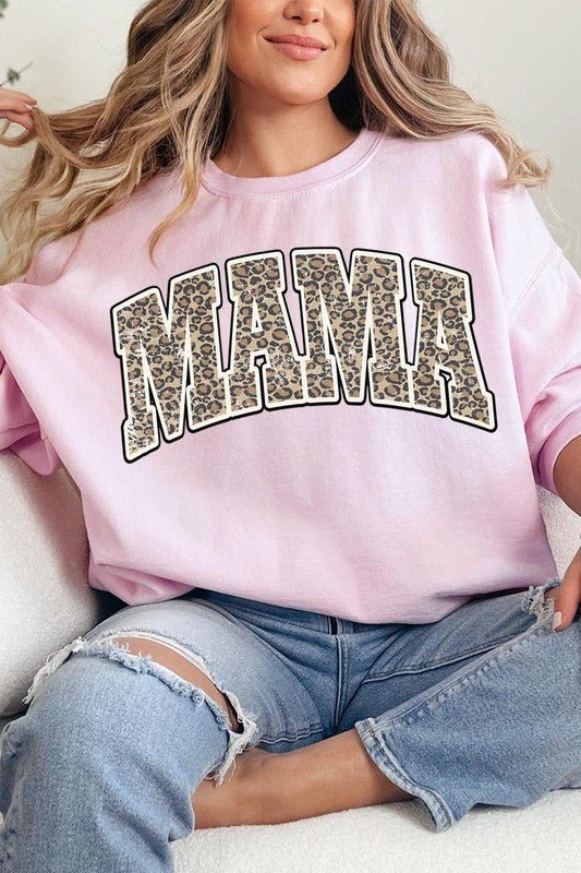 LEOPARD MAMA Oversized Graphic Fleece Sweatshirts - Bold Rose Boutique