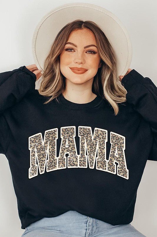 LEOPARD MAMA Oversized Graphic Fleece Sweatshirts - Bold Rose Boutique