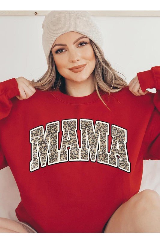 LEOPARD MAMA Oversized Graphic Fleece Sweatshirts - Bold Rose Boutique