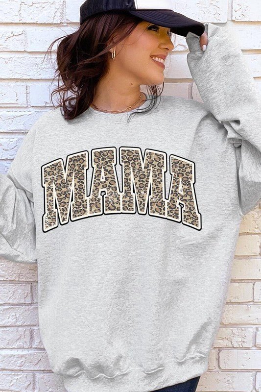 LEOPARD MAMA Oversized Graphic Fleece Sweatshirts - Bold Rose Boutique