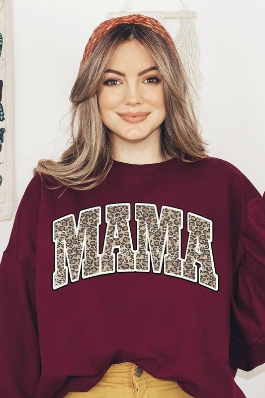 LEOPARD MAMA Oversized Graphic Fleece Sweatshirts - Bold Rose Boutique