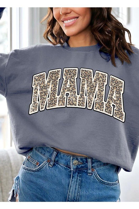 LEOPARD MAMA Oversized Graphic Fleece Sweatshirts - Bold Rose Boutique