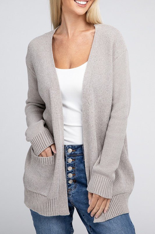 Melange Open Front Sweater Cardigan - Bold Rose Boutique