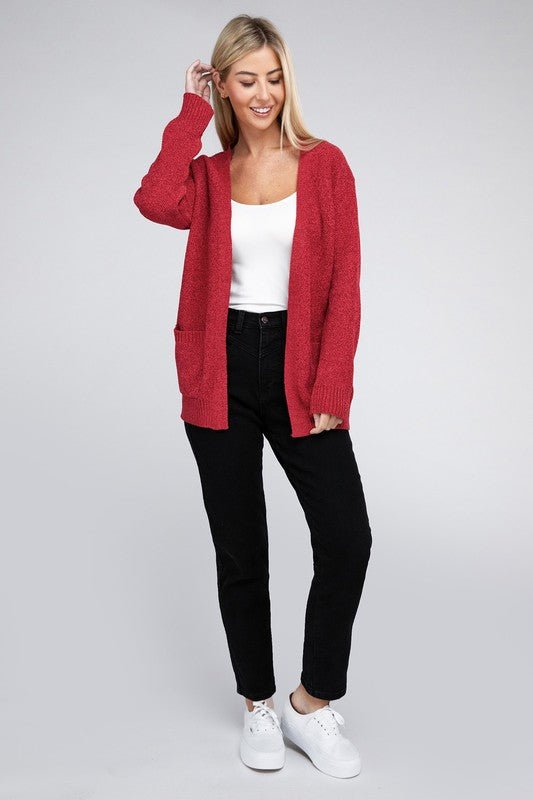 Melange Open Front Sweater Cardigan - Bold Rose Boutique