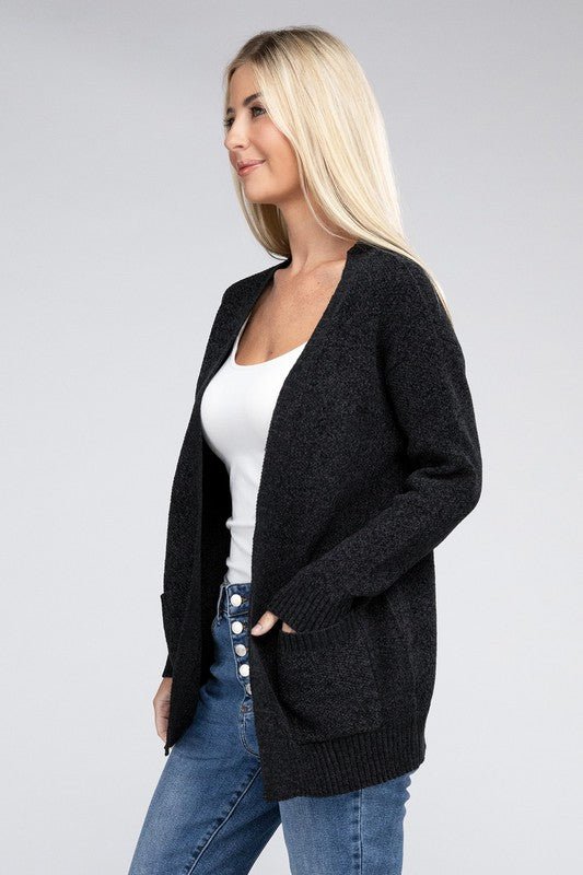 Melange Open Front Sweater Cardigan - Bold Rose Boutique