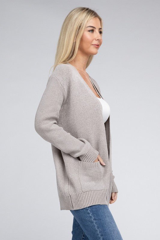 Melange Open Front Sweater Cardigan - Bold Rose Boutique