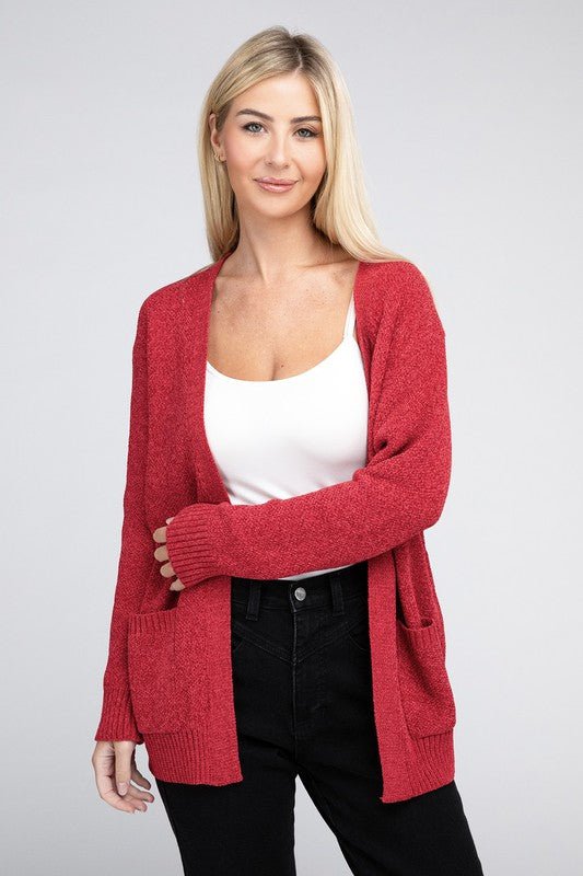 Melange Open Front Sweater Cardigan - Bold Rose Boutique