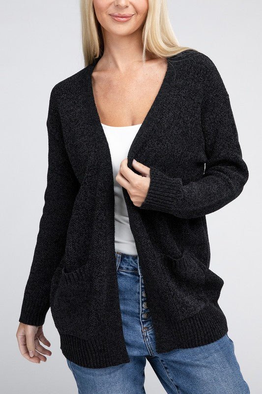 Melange Open Front Sweater Cardigan - Bold Rose Boutique