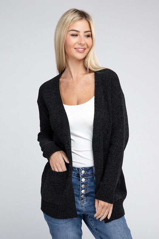 Melange Open Front Sweater Cardigan - Bold Rose Boutique