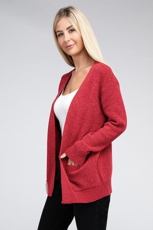 Melange Open Front Sweater Cardigan - Bold Rose Boutique