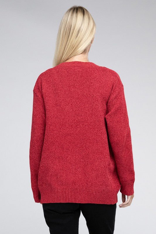 Melange Open Front Sweater Cardigan - Bold Rose Boutique