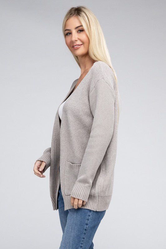 Melange Open Front Sweater Cardigan - Bold Rose Boutique