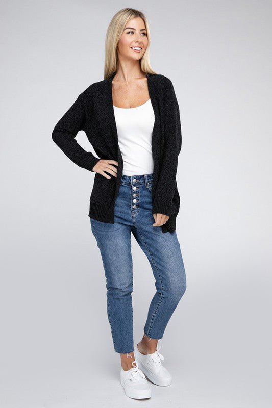 Melange Open Front Sweater Cardigan - Bold Rose Boutique